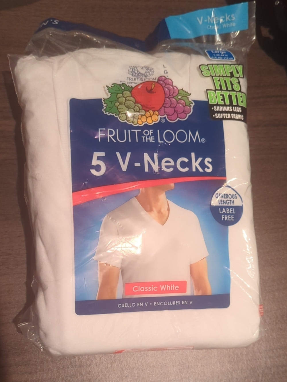 Fruit of the Loom White 5-Pack V-Neck T-Shirts